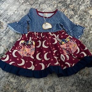 Wildflowers Blue and Burgundy Moon Dress